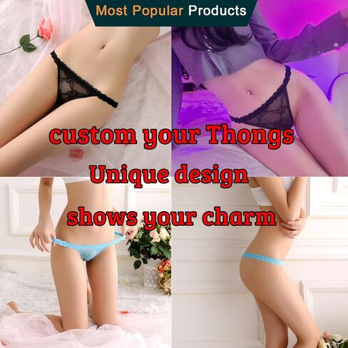 Custom Thongs For Women - 2 Pack Personalized Thongs Set With Name Rhinestone Lingerie With Panties & Bra in Saudi Arabia