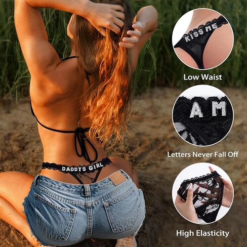 Custom Name Thongs, Personalized Rhinestone Thong Panties 2-Pack, Custom Underwear for Girlfriend, Personalized Lingerie Gift for Anniversary, Valentine’s Day, Bridal or Bachelorette Party in Saudi Arabia