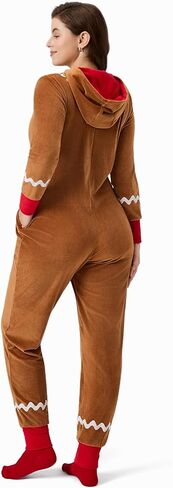 Women’s Christmas Onesie Pajamas, Hooded Jumpsuit with Pockets, Adult Holiday Loungewear, Cozy Zip-Up Sleepwear in Kuwait