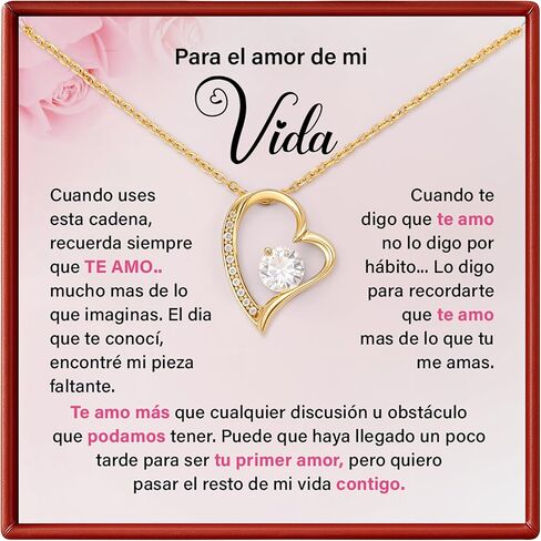 Para El Amor De Mi Vida، Este Collar Es Un Regalo Para Esposa، Novia، Alma Gemela En Aniversario، Cumpleaños، Regalo De Navidad Con Una Tarjeta Con Mensaje Y Una Caja. in Kuwait