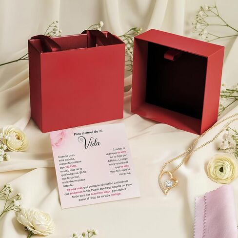 Para El Amor De Mi Vida، Este Collar Es Un Regalo Para Esposa، Novia، Alma Gemela En Aniversario، Cumpleaños، Regalo De Navidad Con Una Tarjeta Con Mensaje Y Una Caja. in Kuwait