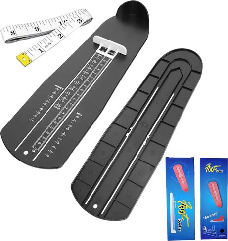 Foot Measurement Device for Kids & Adults | Accurate Shoe Sizer Measuring Tool with High-Contrast Scale & Bonus Soft Tape Ruler, US EU Sizes for Home Store Use in Saudi Arabia