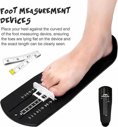 Foot Measurement Device for Kids & Adults | Accurate Shoe Sizer Measuring Tool with High-Contrast Scale & Bonus Soft Tape Ruler, US EU Sizes for Home Store Use in Saudi Arabia