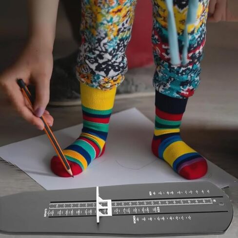 Foot Measurement Device for Kids & Adults | Accurate Shoe Sizer Measuring Tool with High-Contrast Scale & Bonus Soft Tape Ruler, US EU Sizes for Home Store Use in Saudi Arabia