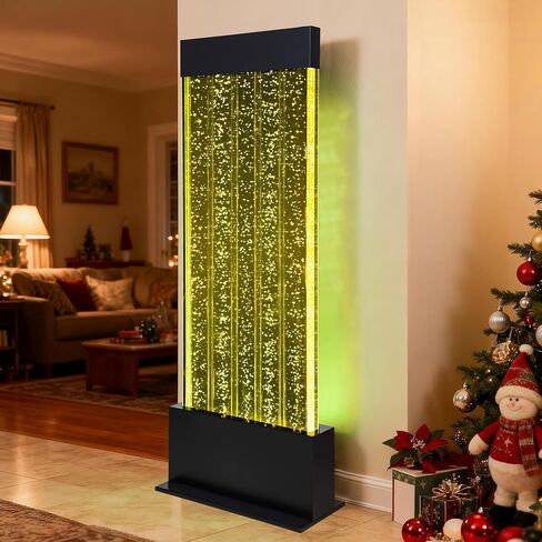 نافورة حائط فقاعية حسية LED قائمة على الأرض مقاس 47 بوصة - لوحة مياه متغيرة الألوان مع جهاز تحكم عن بعد وتحكم في التطبيقات للغرف الحسية والمدارس والمنزل in Kuwait