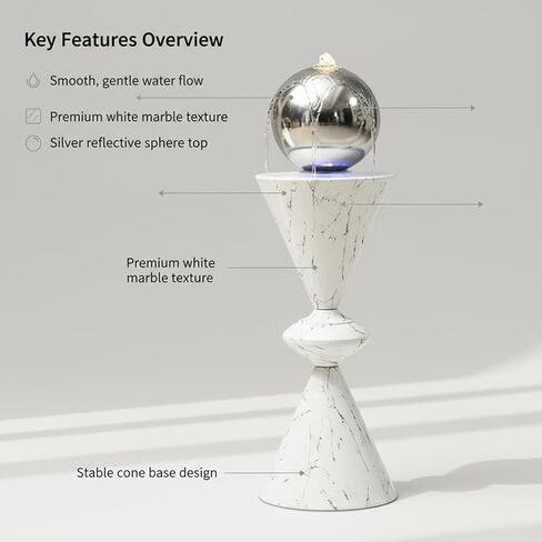 شلال نافورة داخلي، تصميم هبوط شلال كروي معدني مقاس 38.98 بوصة، نافورة داخلية مع ضباب إضاءة LED، غرفة المعيشة وديكور نافورة المناظر الطبيعية للمكتب in Kuwait