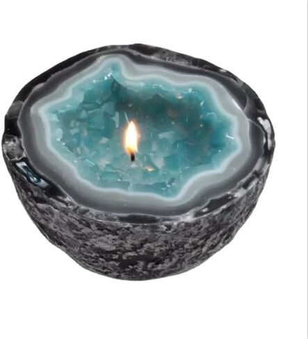 وعاء حامل شموع من الراتنج المزخرف، تصميم من العقيق الطبيعي، حاوية للعلاج بالروائح العطرية للاستخدام الداخلي والخارجي (أرجواني، كبير 2.36 * 4.72 بوصة) in Kuwait