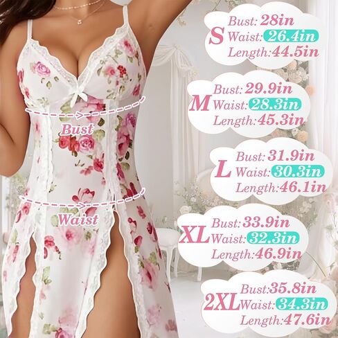 Women's Lace Sexy Nightgowns Lingerie for Women with Fine Mesh Three Skirt Side High Split Lace Hem Lingerie in Saudi Arabia