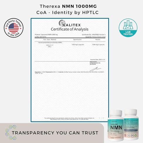 مكمل NMN 1000 مجم نقي - ليبوسومال NMN لمكمل NAD+، تم اختباره في الولايات المتحدة الأمريكية، 60 كبسولة in Kuwait