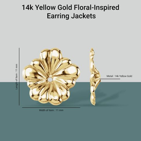 Diamond2Deal 14k Yellow Gold Floral-Inspired Earring Jackets in Saudi Arabia