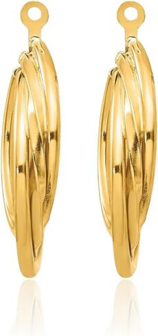 14K الذهب الأصفر هوب القرط جاكيتات مصقول C-هوب الكلاسيكية محسن للنساء هدية 23 مللي متر لوكس غرامة مجوهرات in Saudi Arabia