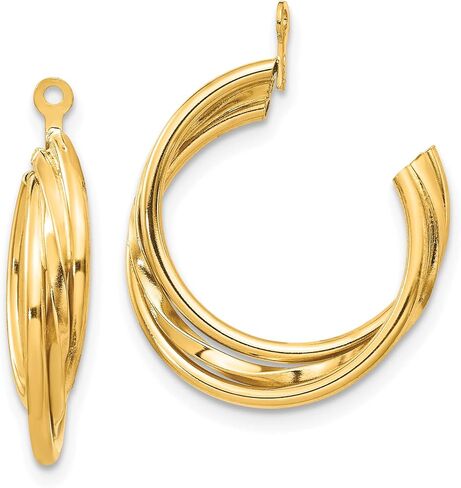 14K الذهب الأصفر هوب القرط جاكيتات مصقول C-هوب الكلاسيكية محسن للنساء هدية 23 مللي متر لوكس غرامة مجوهرات in Saudi Arabia