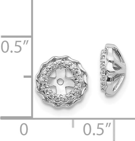 14k White Gold Earring Jackets for Studs with Scalloped Edge, Circular Diamond Halo Design, Removable Enhancers for Daily Wear, Christian Inspired Jewelry with Cross Symbolism and Open Center 9x9 mm in Saudi Arabia