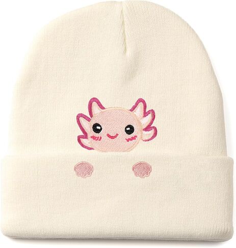 Axolotl Gifts Embroidered Beanie Hat for Women Men Cute Axolotl Lovers Knit Funny Birthday Christmas Stocking Gifts Stuff in Saudi Arabia