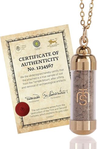 تربة الأرض المقدسة الأصلية من جبل الهيكل في القدس، الطريقة الوحيدة لامتلاك جزء من التربة المقدسة حقًا، هدايا دينية إيمانية نادرة من أقدس المواقع، قلادة مسيحية للنساء والرجال in Kuwait