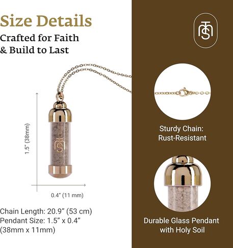 Authentic Holy Land Soil from The Temple Mount Jerusalem, The Only Way to Truly Own Part of The Sacred Soil, Rare Faith Religious Gifts from the Holiest Site, Christian Necklace for Women & Men in Saudi Arabia