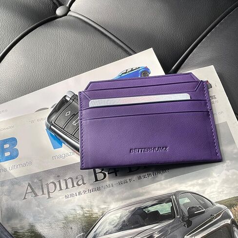 BETTERHUMZ Credit Card Case Nappa Leather Material for Men and Women Card Holder Slim Wallet 8 Slots and 1 Pocket (Purple) in Saudi Arabia