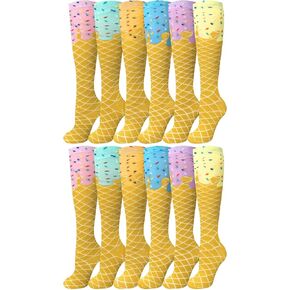 12 Pairs Ice Cream Drip Knee High Socks for Kids 6-10 Years Kids Funny Novelty Crazy Pastel Baseball Socks Ice Cream Drip Gifts Birthday Party Gifts in Saudi Arabia