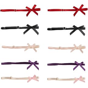 10pcs Black Baroque Elastic Garter Belts with Bow, Adjustable Polyester Spandex Leg Harness, Punk Style Thigh Bands for Parties, Weddings & Casual in Saudi Arabia
