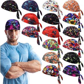 JaGely 16 Pack Do Rag Caps for Women Christmas Beanie Satin Durag Oversized Bandana Chemo Cap Cancer Headwear Helmet Liner Wicking Skull Rag Head Wraps for Men Women Xmas Multicolor in Kuwait
