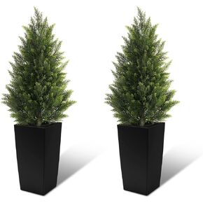 مذكرات مافيس 4FT أشجار الأرز الاصطناعية في الهواء الطلق، مجموعة من 2 في الأواني المربعة الحديثة، توبياري فو واقعية للشرفة والحديقة وديكور المنزل in Kuwait