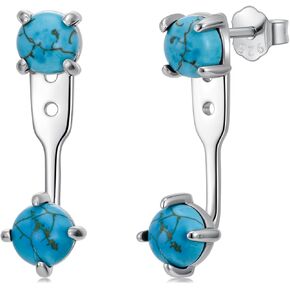 سترات حلق تركواز 925 من الفضة الاسترليني الفيروز الطبيعي أقراط مجوهرات غربية للنساء in Kuwait