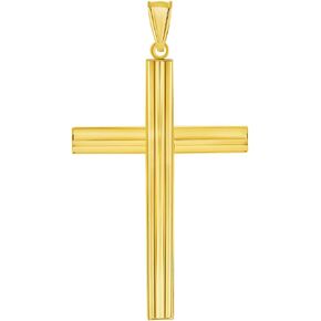 Jewelry America 14k Yellow Gold High Polished Large Plain Religious Cross Pendant in Saudi Arabia
