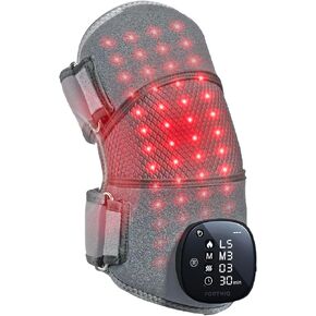 FORTHiQ RED+ مدلك الركبة مع العلاج بالحرارة والضوء الأحمر، دعامة الركبة مع 5 مستويات كثافة، 52 مصباحًا أحمر وأشعة تحت الحمراء، لاسلكي، قابل للتعديل للركبتين والمرفقين والكتفين، مؤهل FSA-HSA in Kuwait