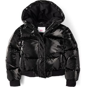 The Children's Place girls Water and Wind Resistant Hooded Zip Front Bomber Puffer Jacket in Saudi Arabia