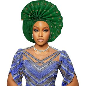السيارات Gele الأفريقية رئيس التعادل من نيجيريا ASO Oke أغطية الرأس قبعة عمامة حفل زفاف اليدوية شعر أنيق ارتداء قبعة للنساء in Kuwait