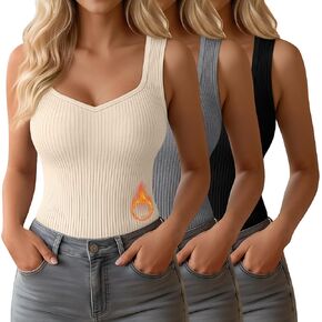 3 Pack Women's Thermal Tank Tops Sleeveless Cotton Underwear Top Sweetheart Neck Ribbed Undershirts Base Layer Vest in Saudi Arabia