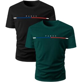 SOLY HUX Men's Letter Graphic Tee Tops Classic Short Sleeve Crew Neck T-Shirts 2 Piece in Saudi Arabia