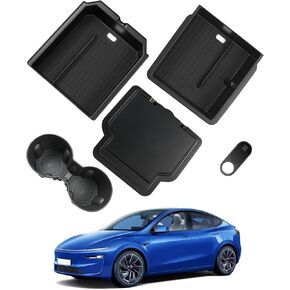 WinDu 5PCS Model 3 Model Y Center Console Organizer Tray Compatible for Tesla 2021-2024 Model Y and 2021-2023 Model 3 Accessories Armrest Hidden Box Storage Tray Cup Holder Camera Cover in Saudi Arabia