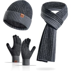 Scarf Sets for Men, Beanie Knit Hat Touch Screen Gloves and Long Warm Winter Scarf in Saudi Arabia