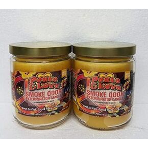 مزيل رائحة الدخان، شموع برطمان 13 أونصة (السلام والحب، 3) مجموعة من ثلاث شموع. in Kuwait