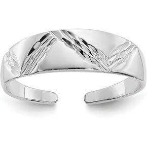 JewelryWeb خاتم إصبع القدم الدائري المصقول من الذهب الأبيض عيار 14 قيراط للنساء in Saudi Arabia