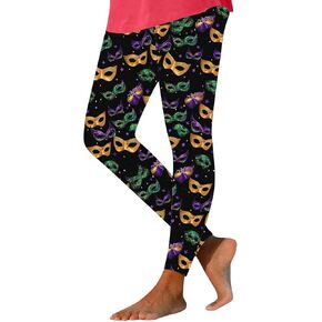 Womens Mardi Gras Leggings New Orleans Carnival Themed Party Pants Fat Tuesday Beads Feather Masks Print Yoga Tights in Kuwait