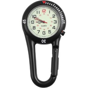 IMIKEYA Clip-on Watch: 1pc Night Light Alloy Watch Clip-on Light Alloy Unisex Backpack Buckle Belt Watches Black with White Dial for Doctors Nurses Climbing Mountaineering in Saudi Arabia