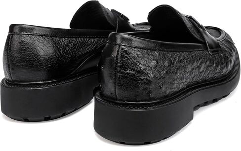 Classic Men Genuine Leather Dress Shoes Fashion Ostrich Pattern with Buckle Business Penny Loafer Party Driving Shoes for Mens in Saudi Arabia