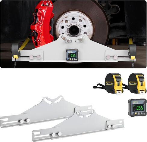 أداة محاذاة عجلة VEVOR، قطعتان من ألواح محاذاة أصابع القدم، لوحة أدوات محاذاة العجلات من الفولاذ المقاوم للصدأ، قياس دقيق لزاوية إصبع القدم، تتضمن شريطين قياس ومخطط تحويل in Kuwait