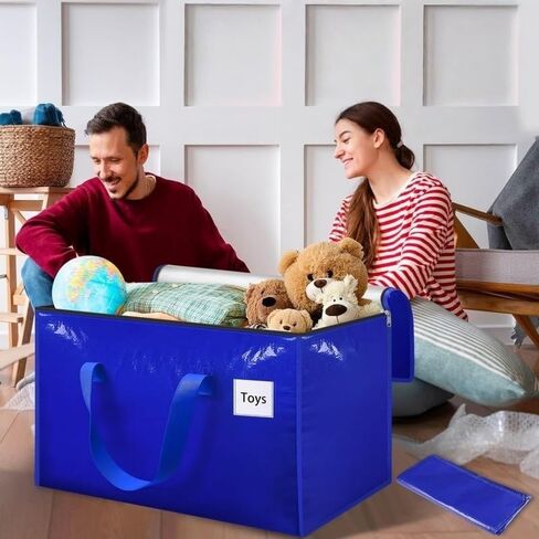 Moving Bags Heavy Duty Extra Large Storage Tote for Space Saving, Traveling Organizer with Zippers & Strong Carrying Handles for Clothes Packing, Moving Supplies, Blue in Saudi Arabia