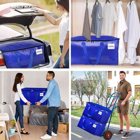 Moving Bags Heavy Duty Extra Large Storage Tote for Space Saving, Traveling Organizer with Zippers & Strong Carrying Handles for Clothes Packing, Moving Supplies, Blue in Saudi Arabia