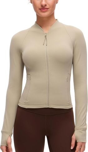 سترات CRZ YOGA Butterluxe برقبة على شكل حرف V للنساء - قمصان رياضية بسحاب كامل مع جيوب بفتحات للإبهام in Saudi Arabia