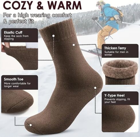 3 Pairs Warm Thermal Socks for Women & Men Winter Ski Thick Boot Insulated Socks for Cold Weather Gift for Husbands, Fathers or Boyfriends in Saudi Arabia