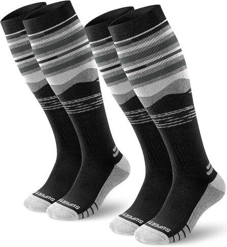 Supertrip 2 Pairs Merino Wool Ski Socks for Womens Mens, Full Cushion Thermal Winter Warm Thick Socks for Skiing Snowboarding in Kuwait