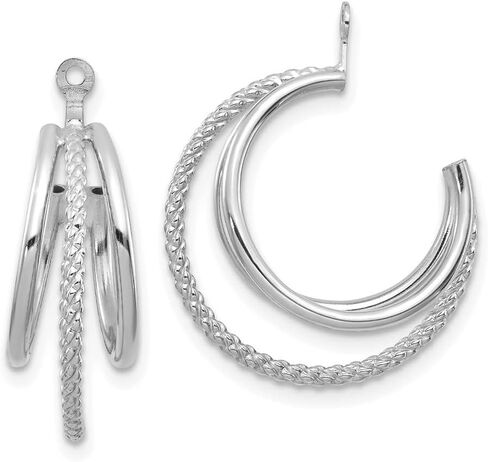 Diamond2Deal 14k White Gold Polished and Twisted Triple Hoop Earrings Jackets (Length 0.75 in, Width in) in Saudi Arabia