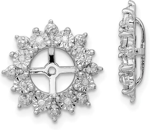 Sterling Silver .085ct Diamond Halo Gemstone Earring Jackets UpTo 6.25mm Studs (0.085 cttw, I1-I3 Clarity, I-J Color) in Saudi Arabia