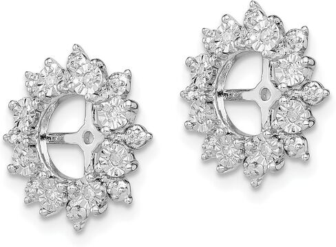 Sterling Silver .085ct Diamond Halo Gemstone Earring Jackets UpTo 6.25mm Studs (0.085 cttw, I1-I3 Clarity, I-J Color) in Saudi Arabia