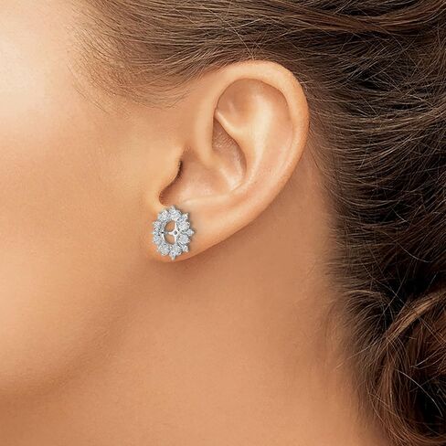 Sterling Silver .085ct Diamond Halo Gemstone Earring Jackets UpTo 6.25mm Studs (0.085 cttw, I1-I3 Clarity, I-J Color) in Saudi Arabia