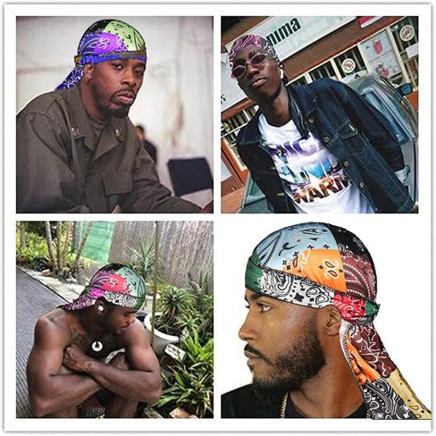Durag for Men Women Silky Long Tail Turban Hat Hair Scarf Wave Cap Hairwrap Hip Hop Do Rag Sport Sleep Bandana in Saudi Arabia